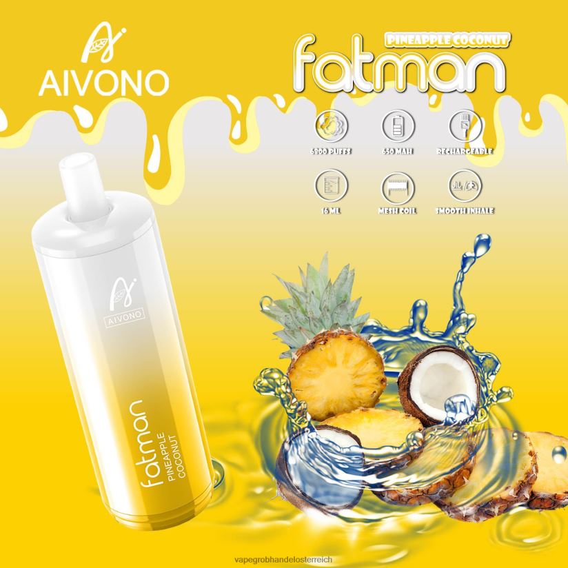 Aivono FATMAN 6800 Ananas-Kokosnuss - F0TZ6829 Vape Wien