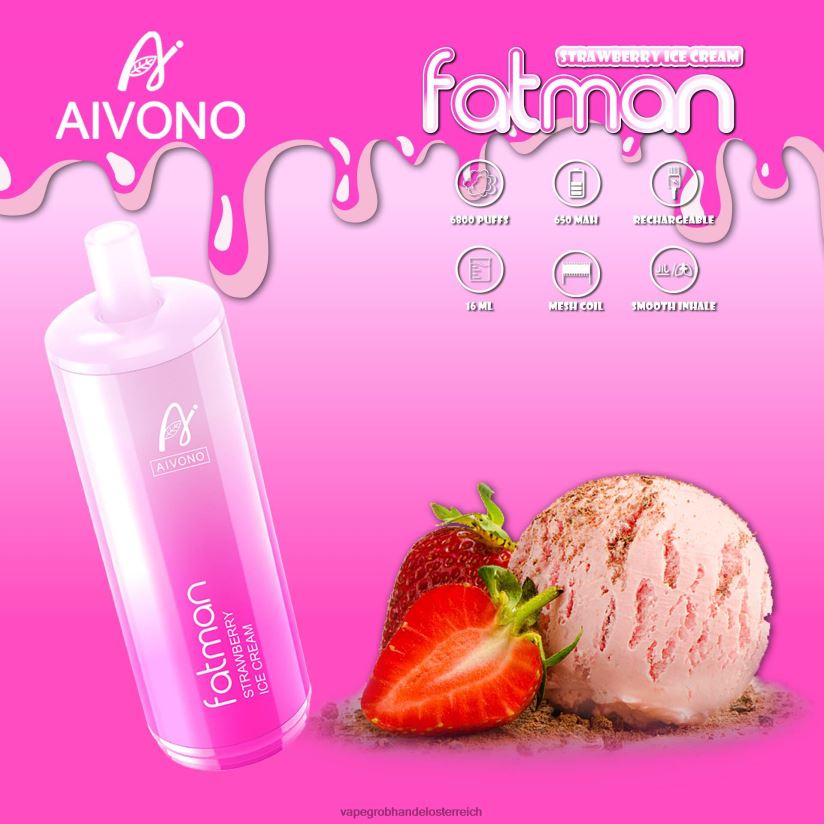 Aivono FATMAN 6800 Erdbeereis - F0TZ6821 Vape Wien