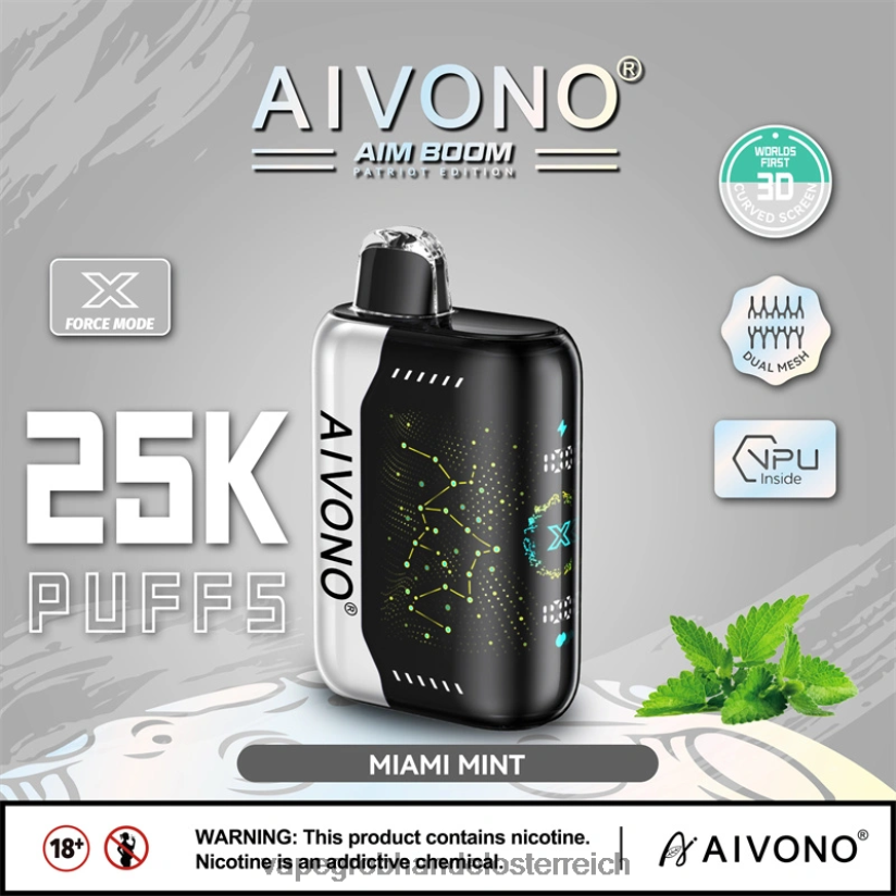 Aivono AIM BOOM 25000 Miami-Minze - F0TZ68349 Vape Wien